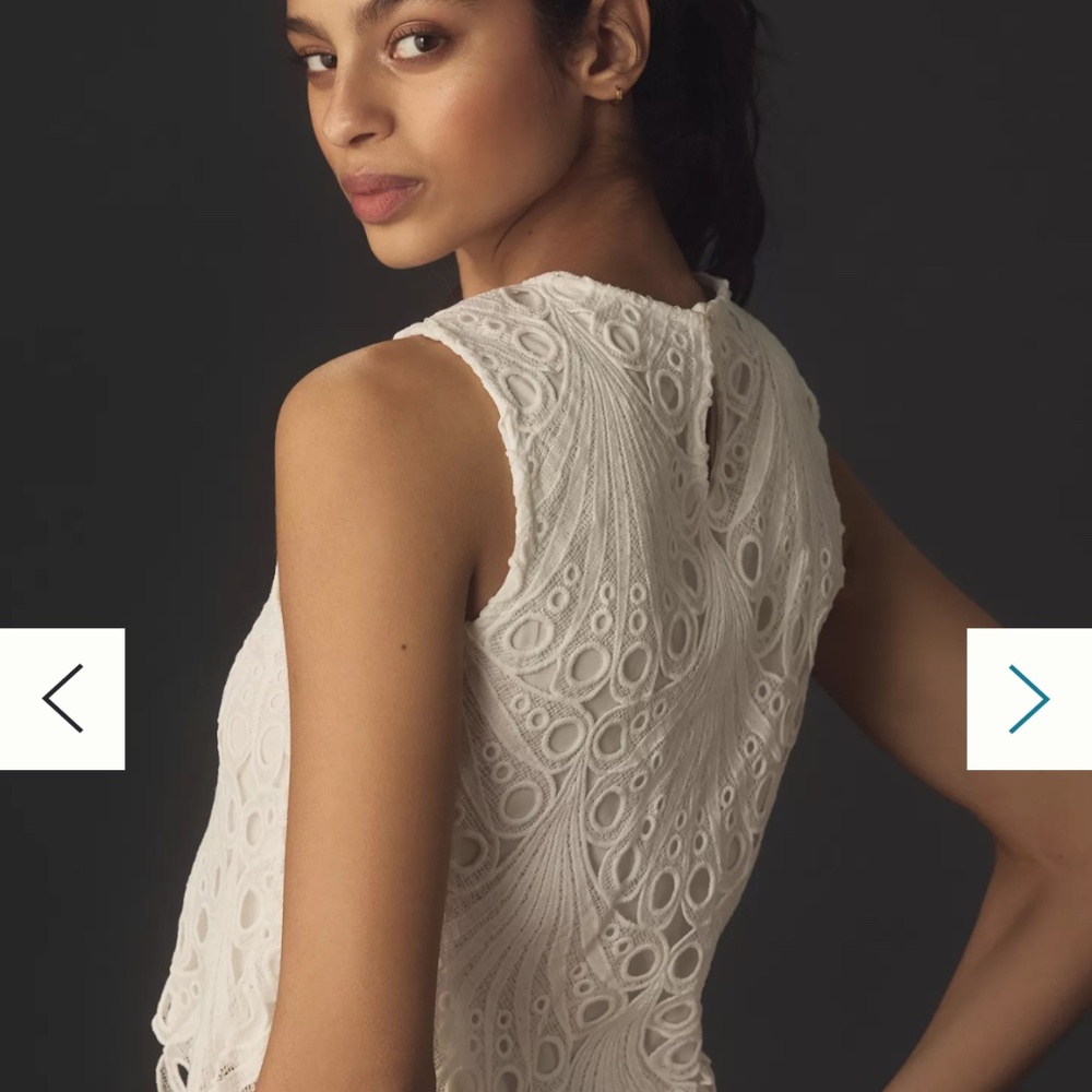 Anthropologie BlueTassel Eyelet Tank, Size XL - Picture 2 of 3